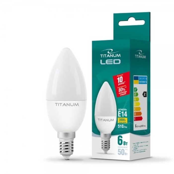 купить купить LED лампа C37 6W E14 3000K TITANUM  