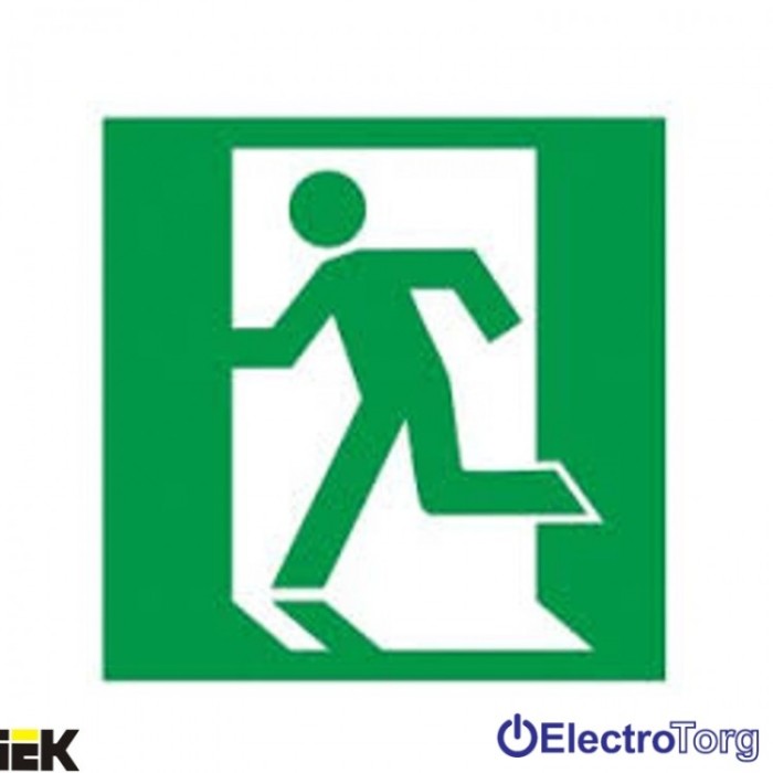 Самоклеящаяся этикетка 50х50мм &quot;Выход здесь&quot; (левосторонний) ИЭК