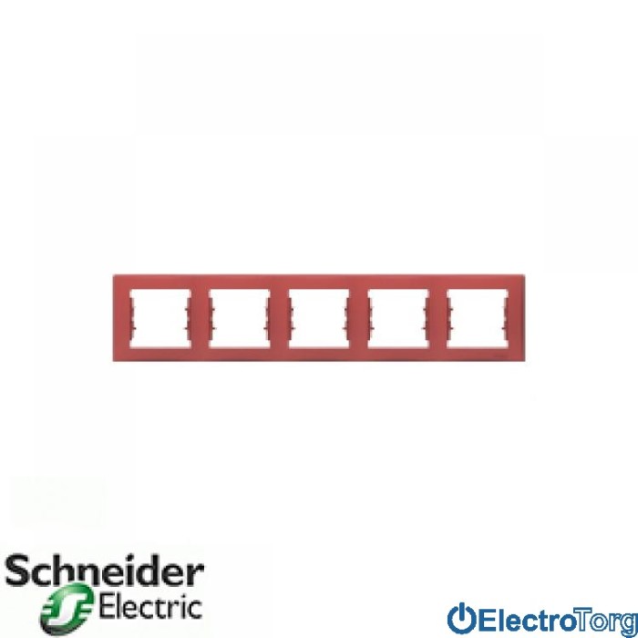 Рамка пятерная горизонтальная красная Sedna Schneider Electric (Шнайдер Электрик)