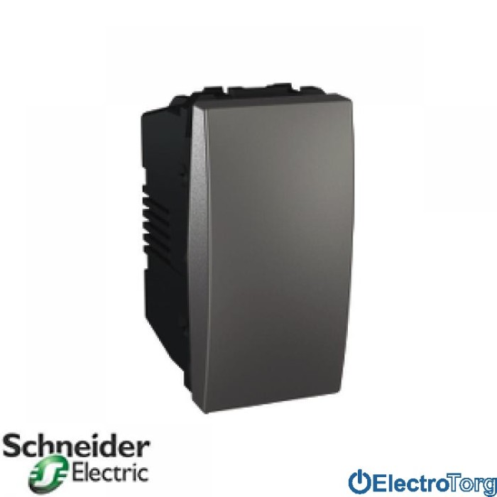 Переключатель (проходной выключатель) 1-клавишный 1 мод. 16AX графитовый Unica Schneider