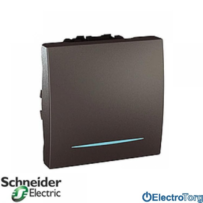 Выключатель 1-клавишный с подсветкой 16AX графитовый Unica Schneider