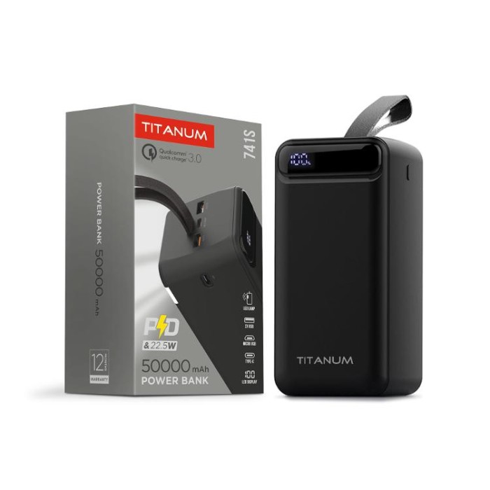 купить купить Повербанк 50000mAh TITANUM 741S 22.5W Black  