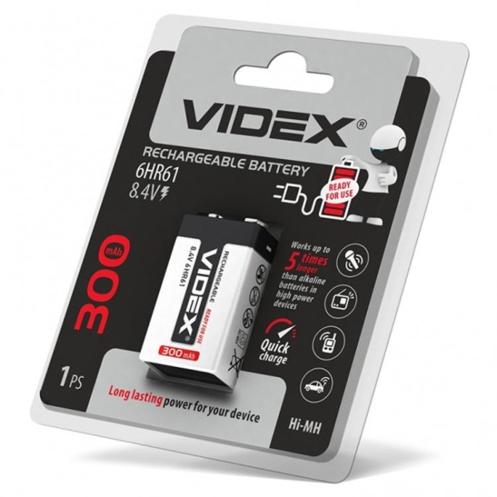 купить купить Акумулятори Videx 6HR61 300mAh  blister/1шт  