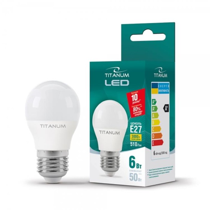 купить купить LED лампа G45 6W E27 3000K TITANUM  