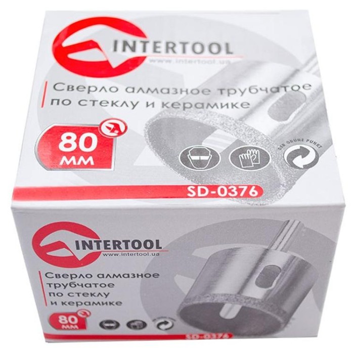 купить купить Сверло алмазное трубчатое по стеклу и керамике 80 мм INTERTOOL SD-0376  
