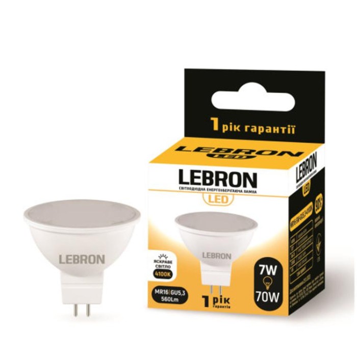 купить купить LED лампа Lebron L-MR16, 7W, 220V, GU5,3, 4100K, 560Lm  