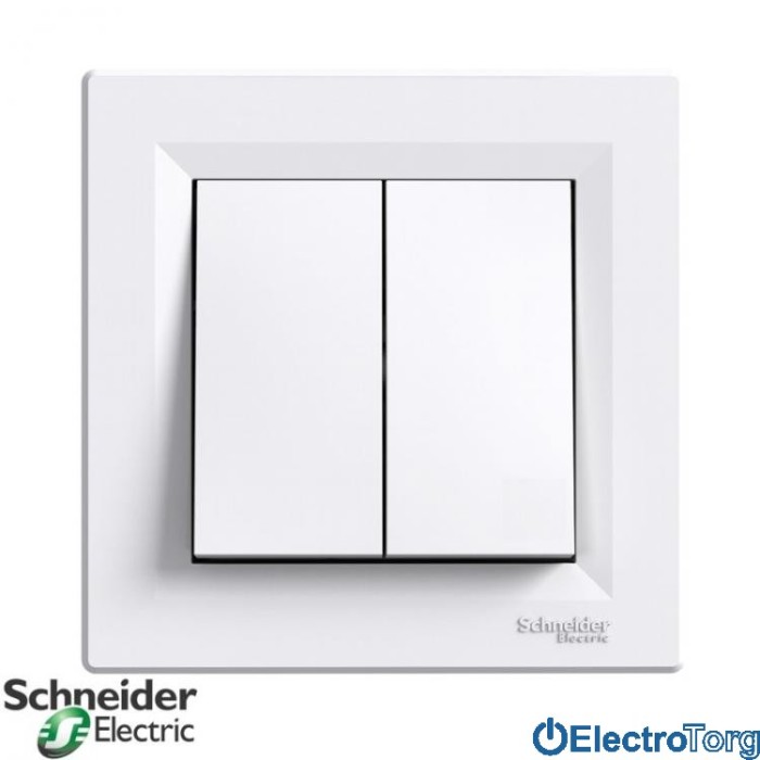 Выключатель двухклавишный белый Asfora Schneider Electric (Шнайдер Электрик)