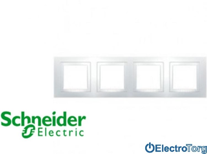Рамка четверная, белая Schneider Unica Basic