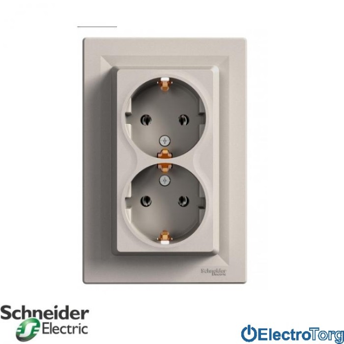Розетка двойная с заземлением бронза Asfora Schneider Electric (Шнайдер Электрик)