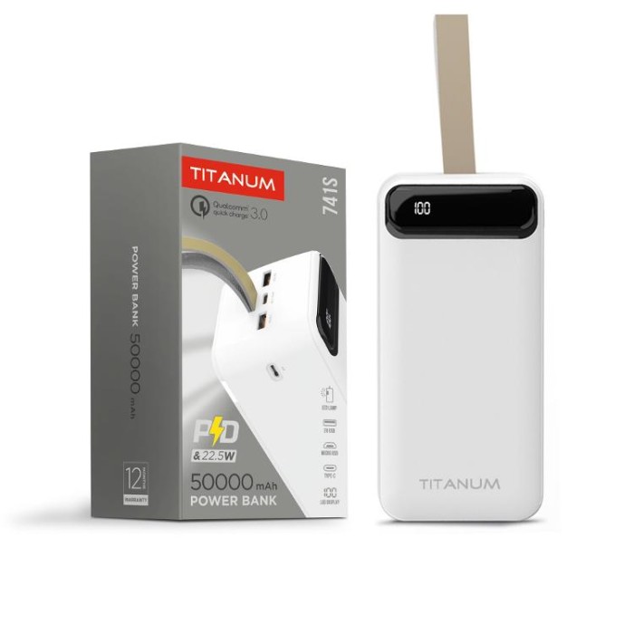 купить купить Повербанк 50000mAh TITANUM 741S 22.5W White  