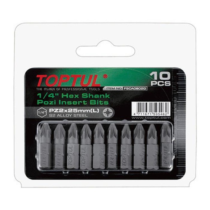 купить купить Набор насадок отверточных TOPTUL 1/4&quot; L25мм PZ1 10ед. FSCA0801G  