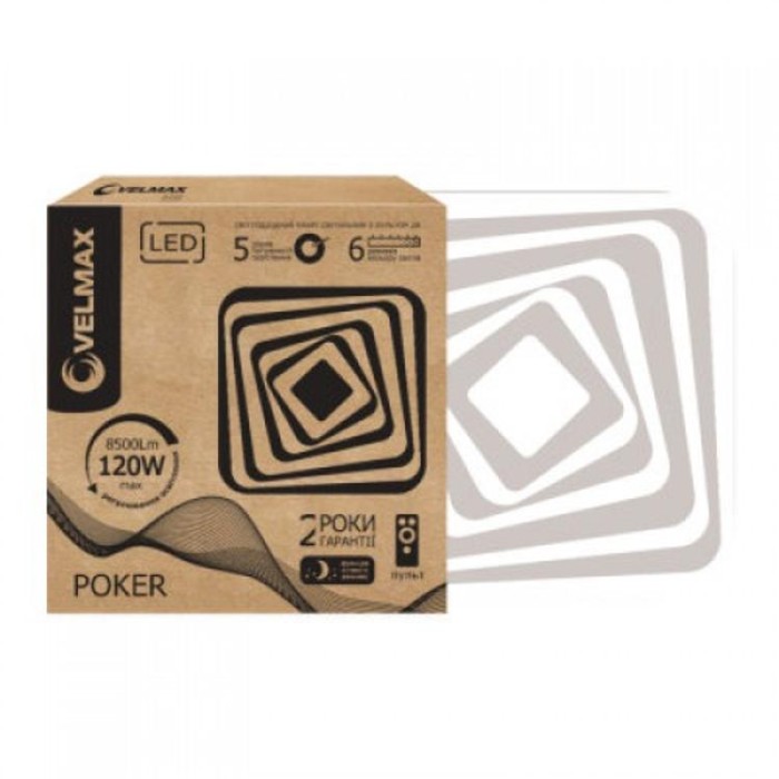 купить купить LED светильник VELMAX V-CL-POKER, 120W, smart, 3000K-6500K, 8500Lm, пульт дистанционного управления  