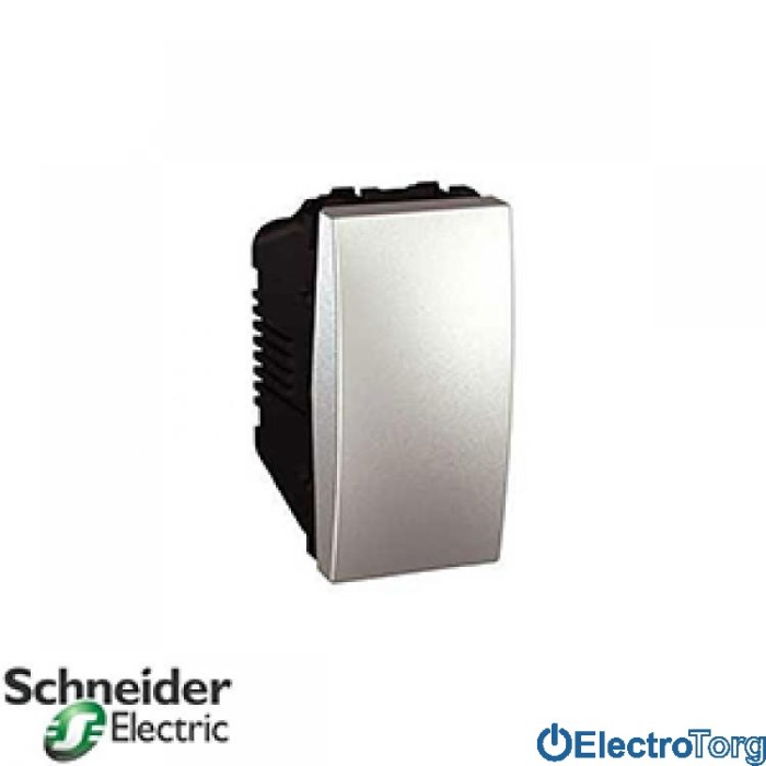 Переключатель (проходной выключатель) 1-клавишный 1 мод. 16AX алюминиевый Unica Schneider