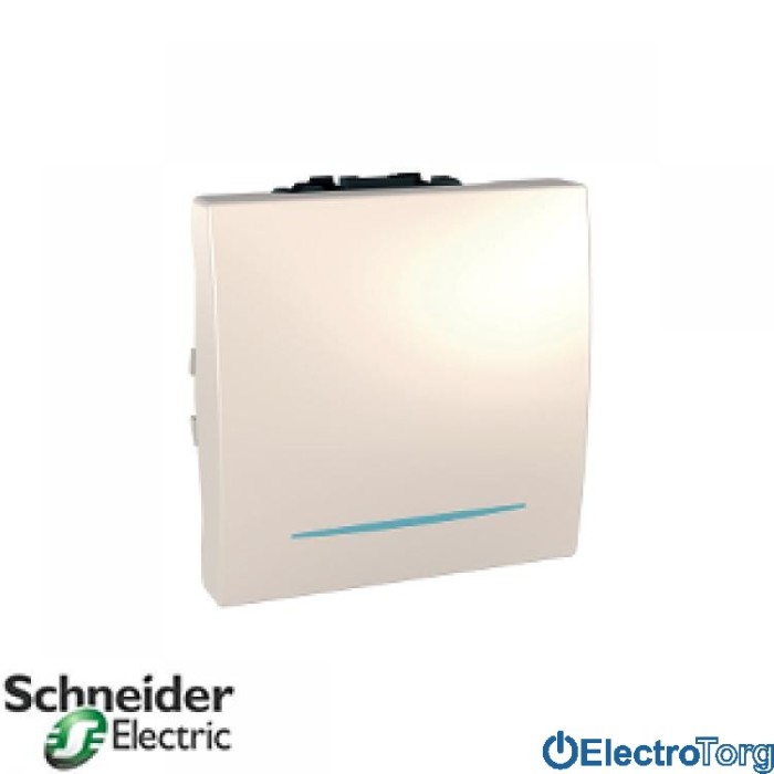 Выключатель 1-клавишный с подсветкой 16AX слоновая кость Unica Schneider
