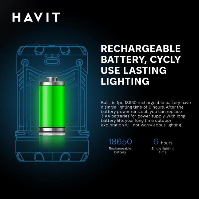 купить купить Багатофункціональний ліхтар для кемпінгу HAVIT HV-S006 3W 300Lm  