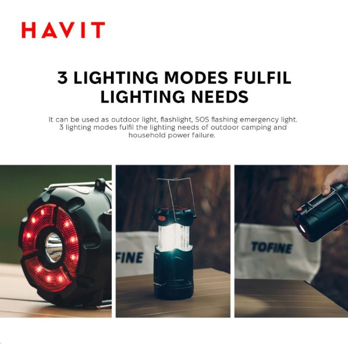 купить купить Багатофункціональний ліхтар для кемпінгу HAVIT HV-S006 3W 300Lm  