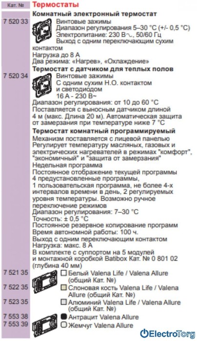 купить купить Термостат комнатный 8AX Valena IN'MATIC Legrand  