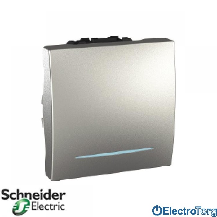Выключатель 1-клавишный с подсветкой 16AX алюминиевый Unica Schneider