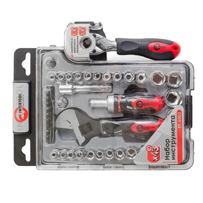 купить купить Набор инструмента 43 ед., 3/8&quot;&amp;1/4&quot;, Cr-V INTERTOOL ET-6003  