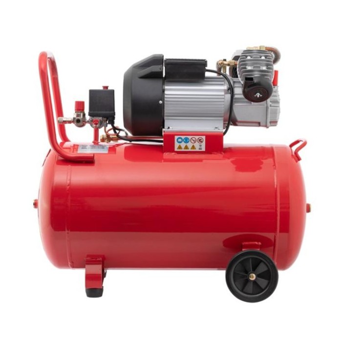 купить купить Компрессор 100 л, 3 кВт, 220 В, 8 атм, 420 л/мин, 2 цилиндра INTERTOOL PT-0008  