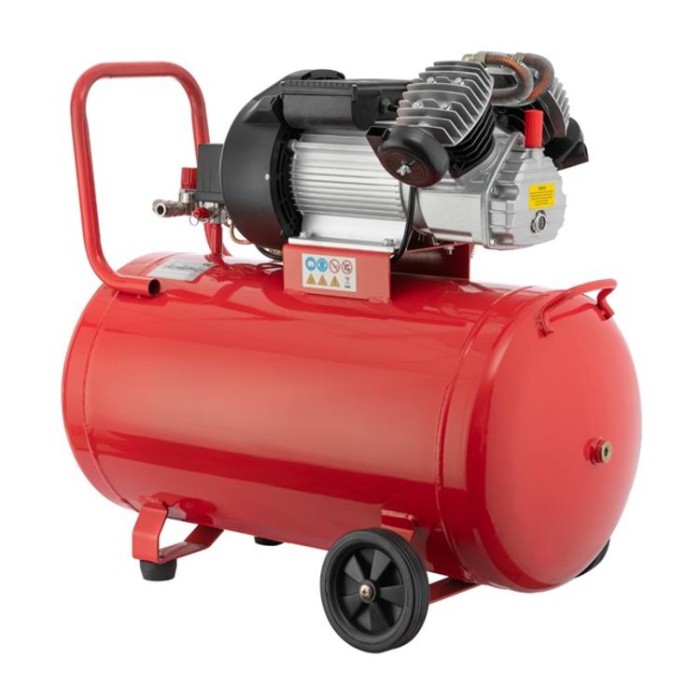 купить купить Компрессор 100 л, 3 кВт, 220 В, 8 атм, 420 л/мин, 2 цилиндра INTERTOOL PT-0008  