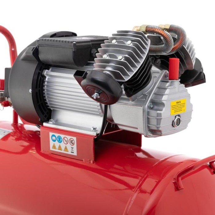 купить купить Компрессор 100 л, 3 кВт, 220 В, 8 атм, 420 л/мин, 2 цилиндра INTERTOOL PT-0008  