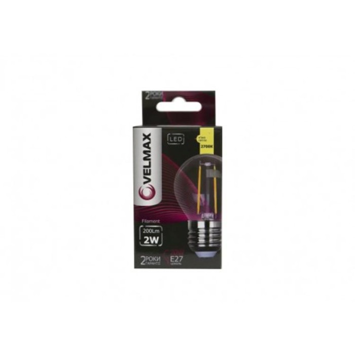 купить купить LED лампа V-Filament-G45, 2W, E27, 2700K, 200Lm VELMAX  