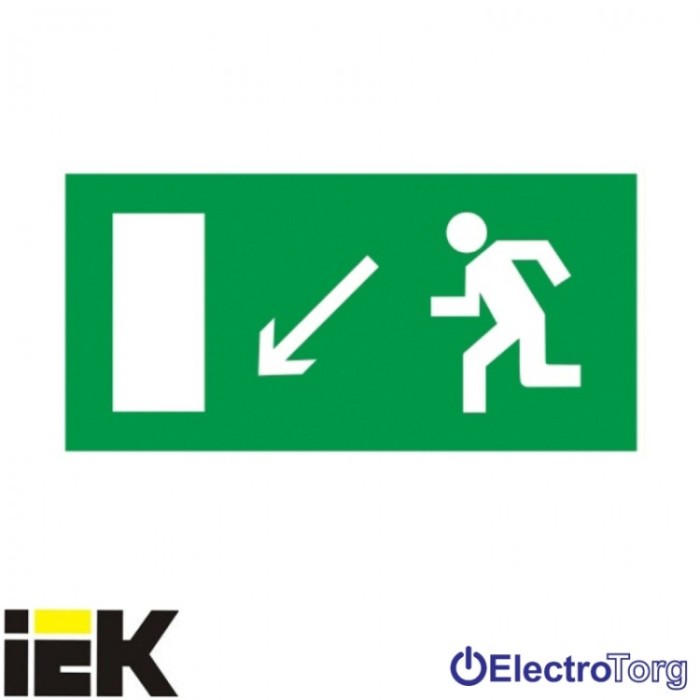 Самоклеющая этика 200х100 мм &quot;Направление к эвакуационному выходу налево вниз&quot; ИЭК