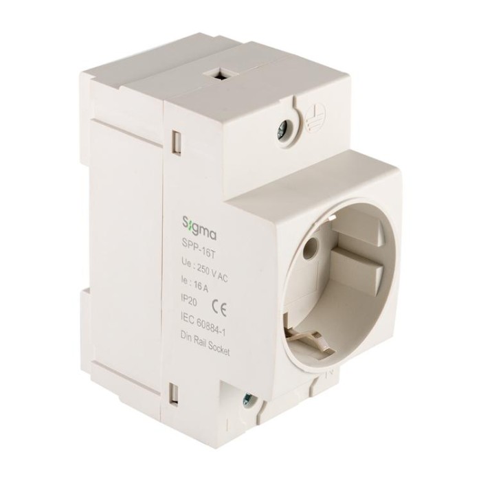 купить купить Розетка на DIN-рейку, с заземлением SIGMA 16А, 250V AC (SPP-16T)  