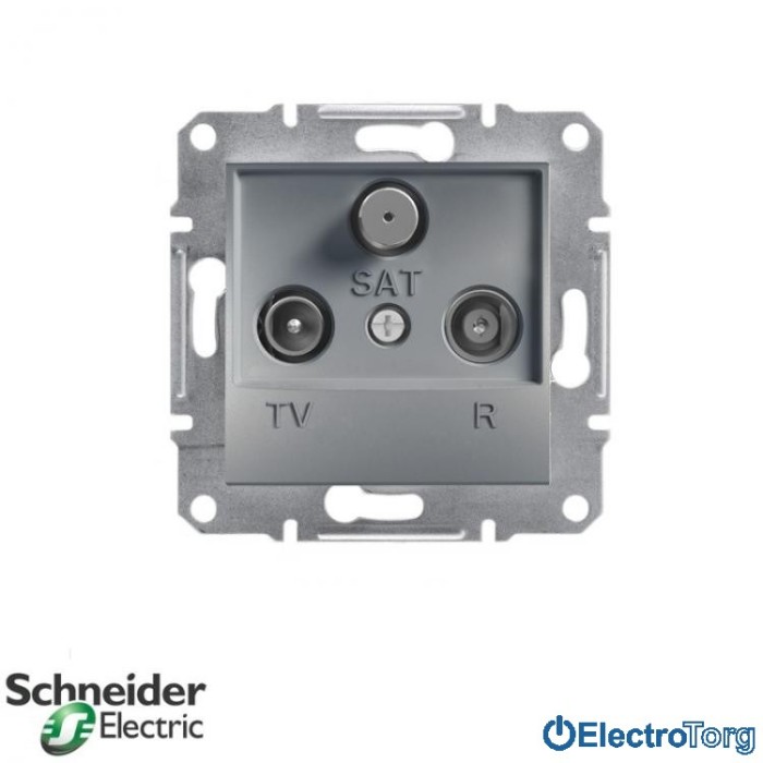 купить купить Розетка TV-R-SAT проходная (8 dB) сталь Asfora Schneider Electric (Шнайдер Электрик)  