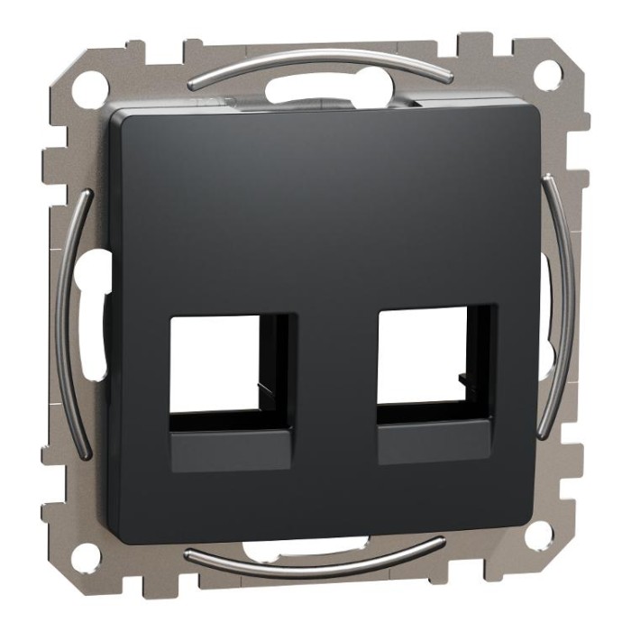 Центральна плата для подвійного роз'єму RJ45, cat5e, 6 UTP, чорна, Sedna Design Schneider Electric