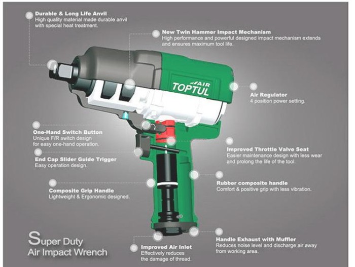купить купить Гайковерт пневматический TOPTUL 3/4&quot; 1763N/m 6000об/мин KAAJ2413  