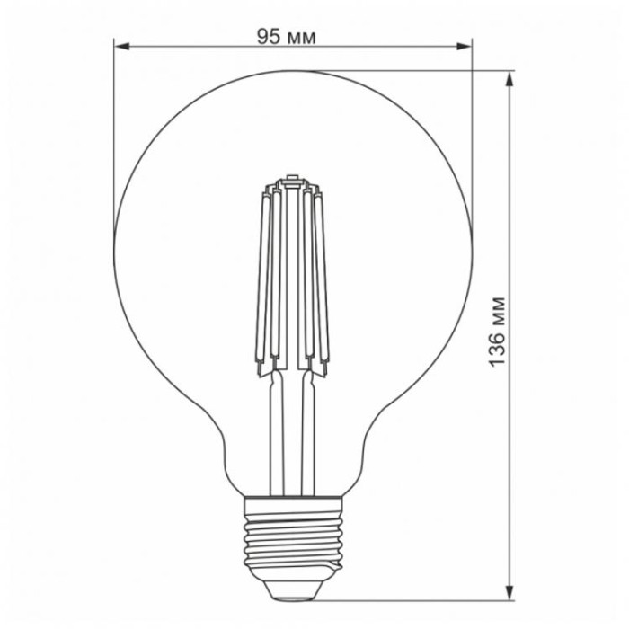 купить купить LED лампа Filament G95FAD 7W E27 2200K диммерная бронза VIDEX  