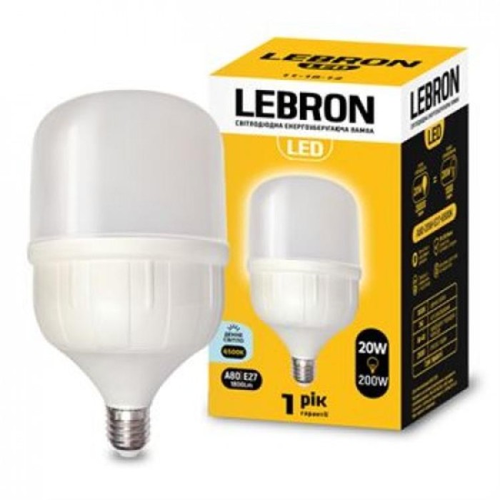 купить купить LED лампа Lebron L-А80, 20W, Е27, 6500K, 1800Lm  