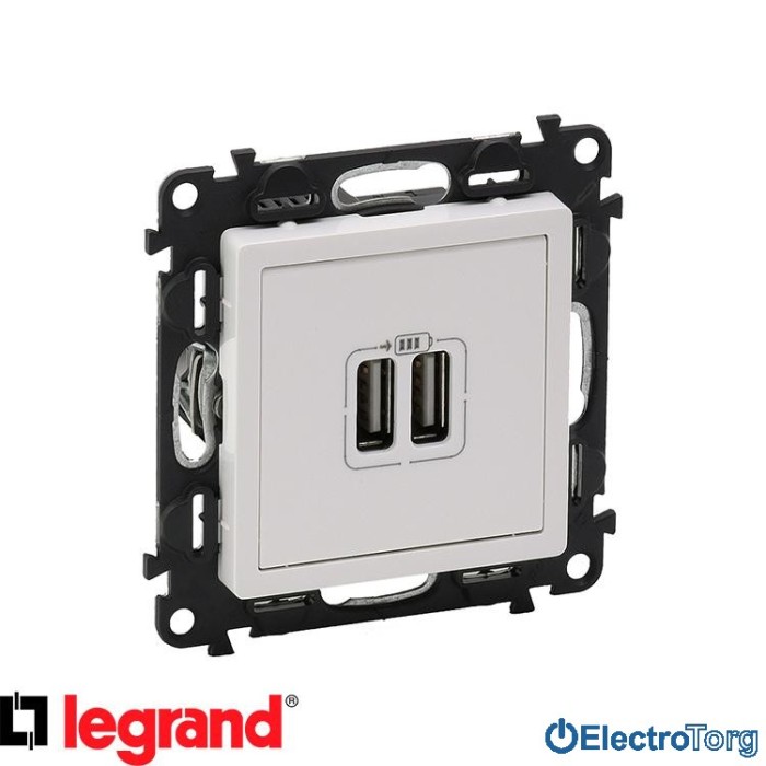 купить купить Механизм розетки USB двойной для зарядки белый Valena LIFE Legrand  