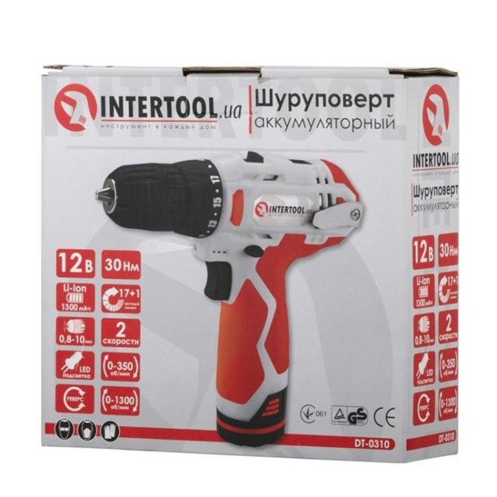 купить купить Дрель-шуруповерт аккумуляторная Li-Ion 12В INTERTOOL DT-0310  