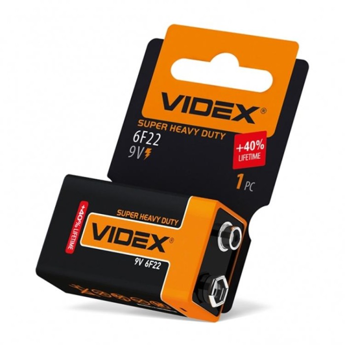 купить купить Батарейка сольова Videx 6F22/9V (Крона) 1шт SHRINK CARD  