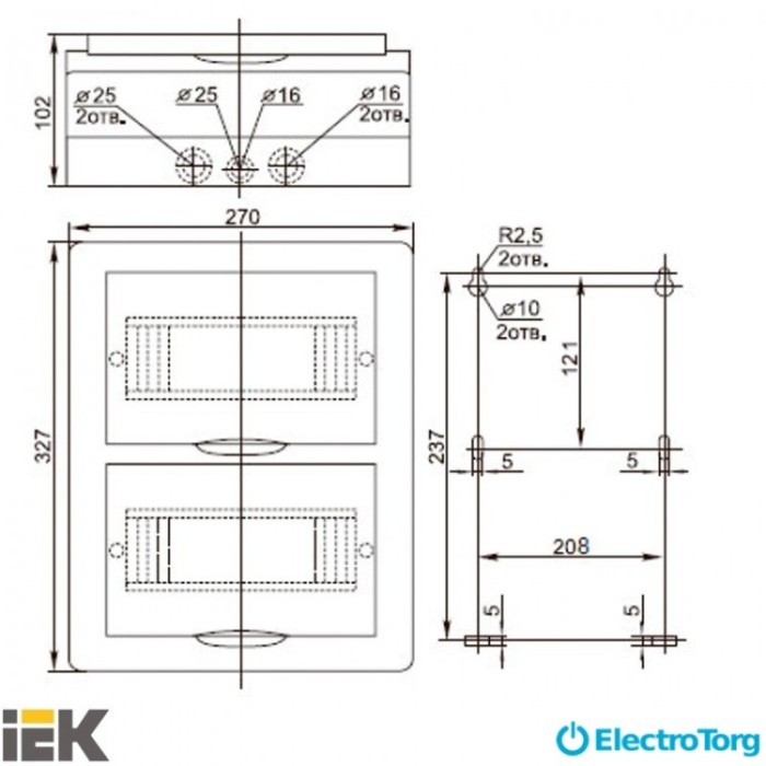 купить купить Корпус пластиковый ЩРН-П-24 мод. 2ряда навесной 327х270х102 IP41 ИЭК (IEK)  