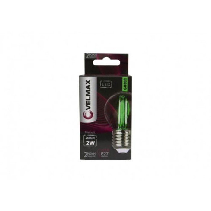 купить купить LED лампа V-Filament-G45, 2W, E27, зелена, 200Lm VELMAX  