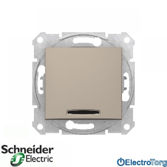 Переключатель (проходной выключатель) 1-клавишный проходной 10AX с подсветкой титановый Sedna Schneider Electric (Шнайдер Электрик)