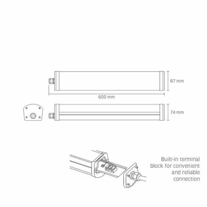 купить купить LED світильник IP65 лінійний VIDEX 24W 0,6М 4000K  