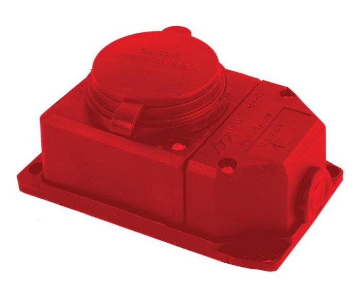 Розетка настінна з/з, 16А, каучук, (IP44), червона, Mutlusan 010 083 520296)