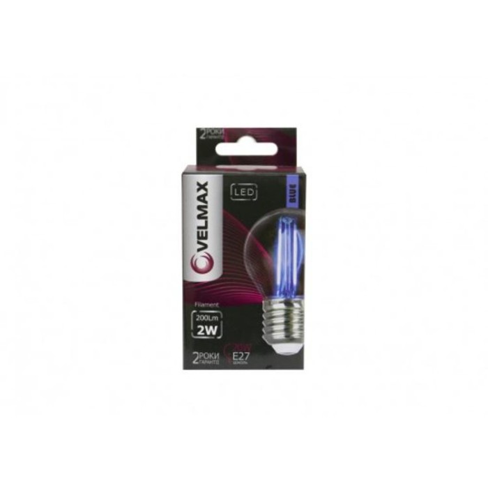 купить купить LED лампа V-Filament-G45, 2W, E27, синя, 200Lm VELMAX  