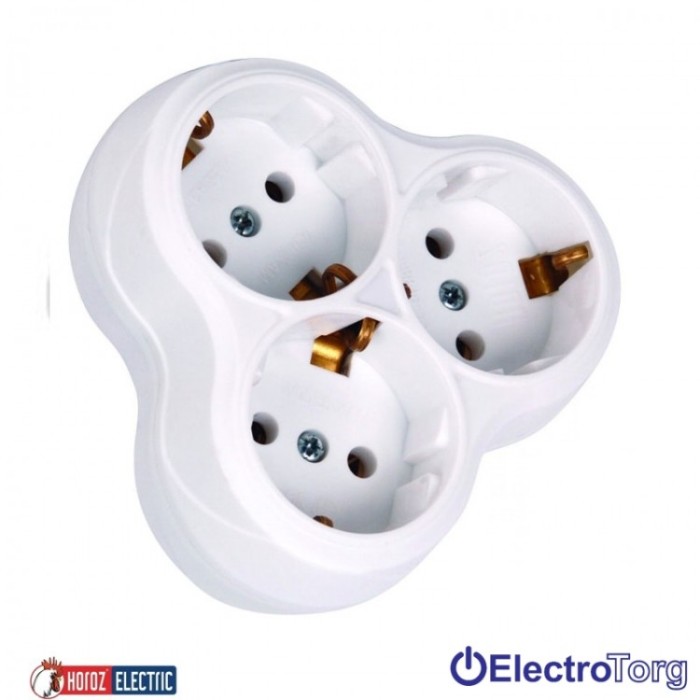 купить купить Тройник с заземлением Horoz Electric  