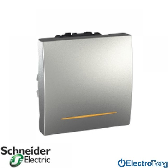 Выключатель 1-клавишный с индикатором 16AX алюминиевый Unica Schneider