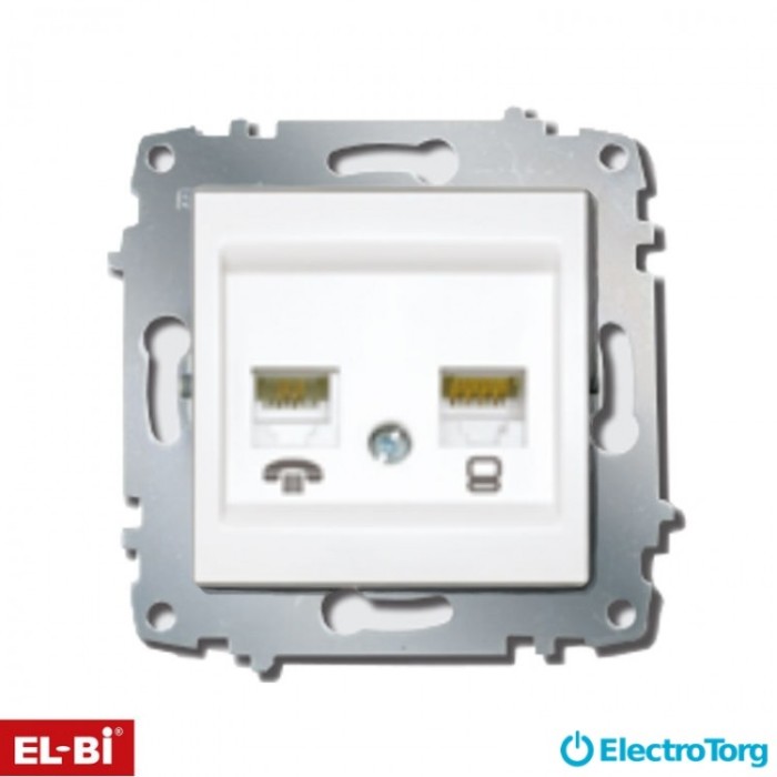 купить купить Розетка комп. + телефон ZENA модуль белая (RJ45 Cat 5+ RJ 11) EL-BI  