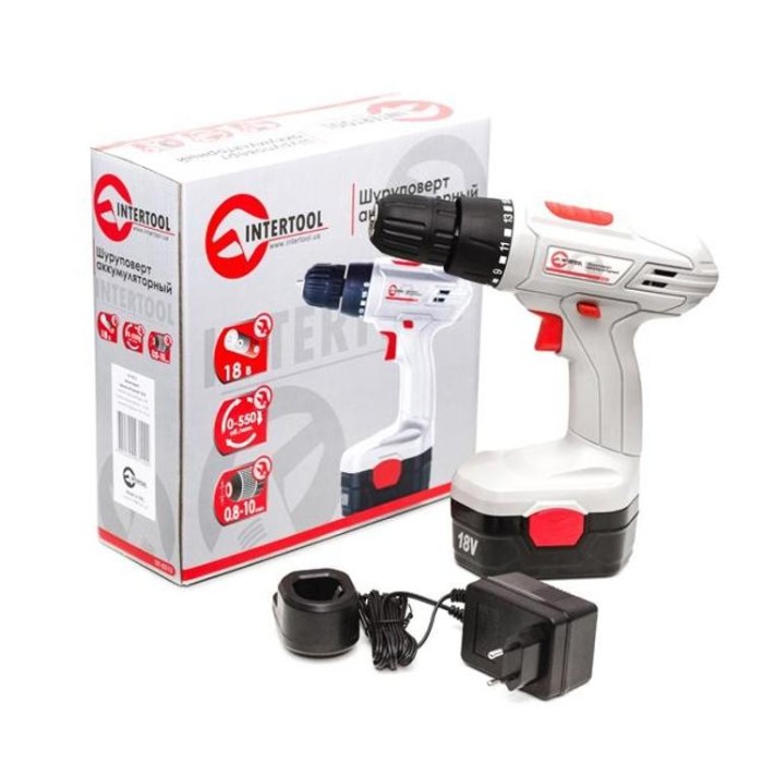 купить купить Дрель-шуруповерт аккумуляторная NiCd 18В INTERTOOL DT-0312  