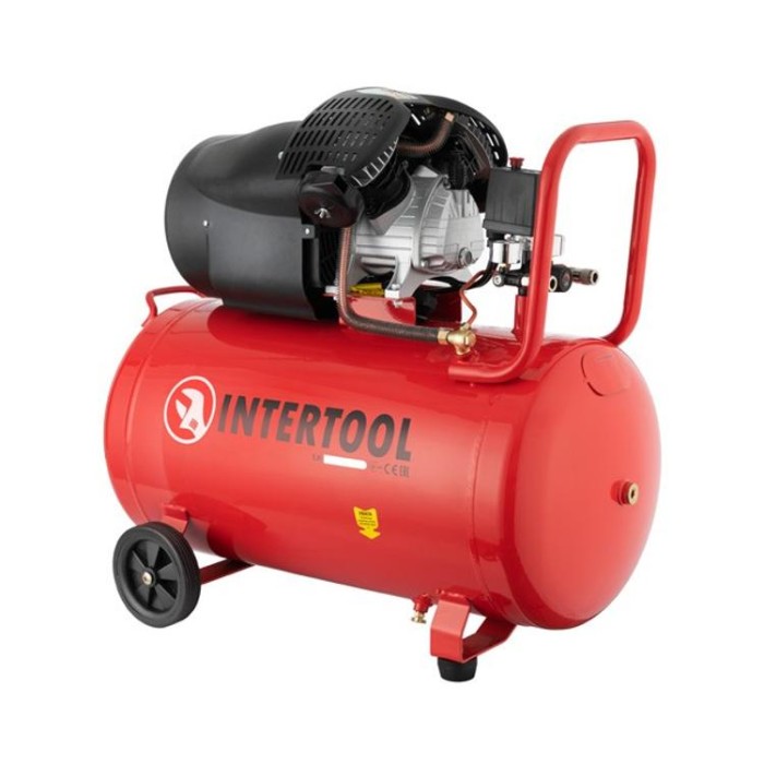 купить купить Компрессор 100 л, 2.23 кВт, 220 В, 8 атм, 354 л/мин, 2 цилиндра INTERTOOL PT-0005  