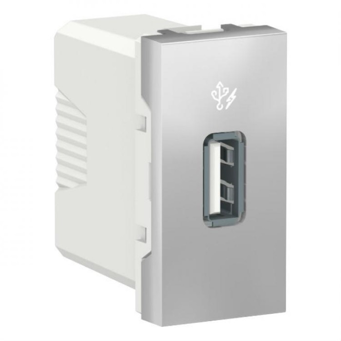 купить купить Розетка USB 1 модуль алюминий Unica New Schneider Electric (Шнайдер Электрик)  