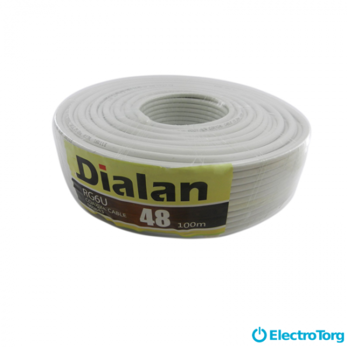 купить купить Коаксиальный кабель RG-6U 48W CCS 1.02 желтый экран 48% 75 Ом Dialan  